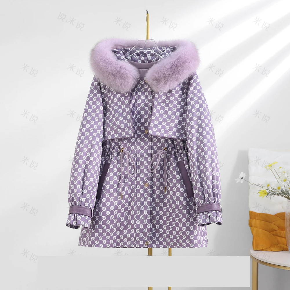 【涵涵专属】8283派克服女士秋冬中长款连帽时尚大气百搭风衣外套