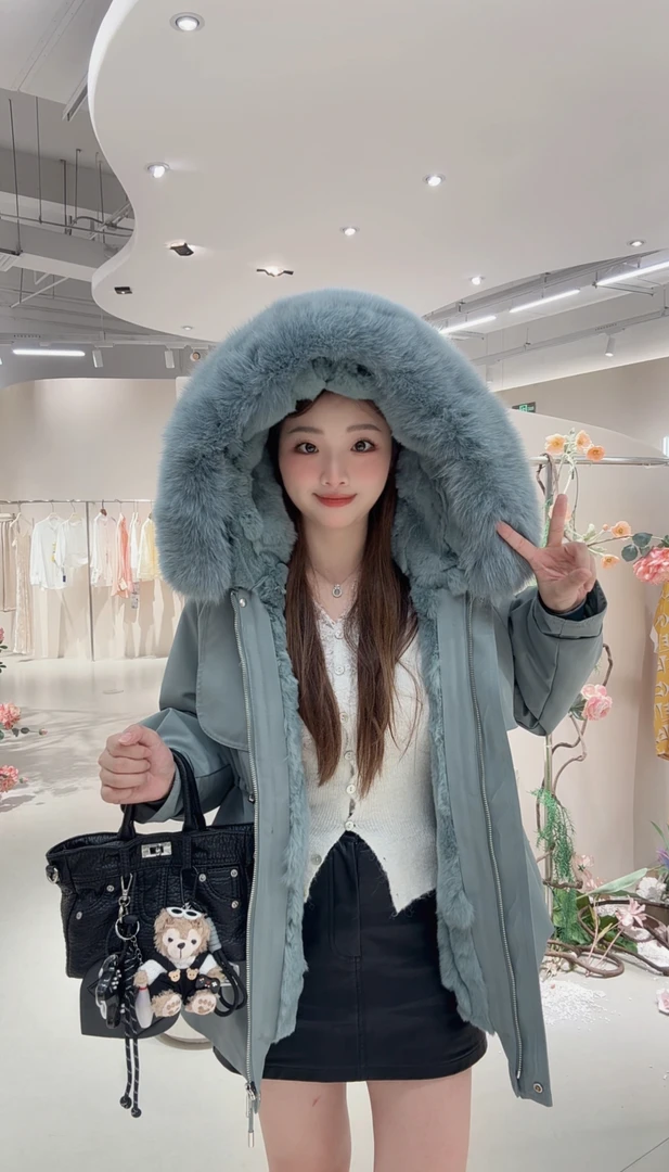 【大糖嫦娥獭兔毛】獭兔毛内胆收腰显瘦冬季女士百搭草草外套