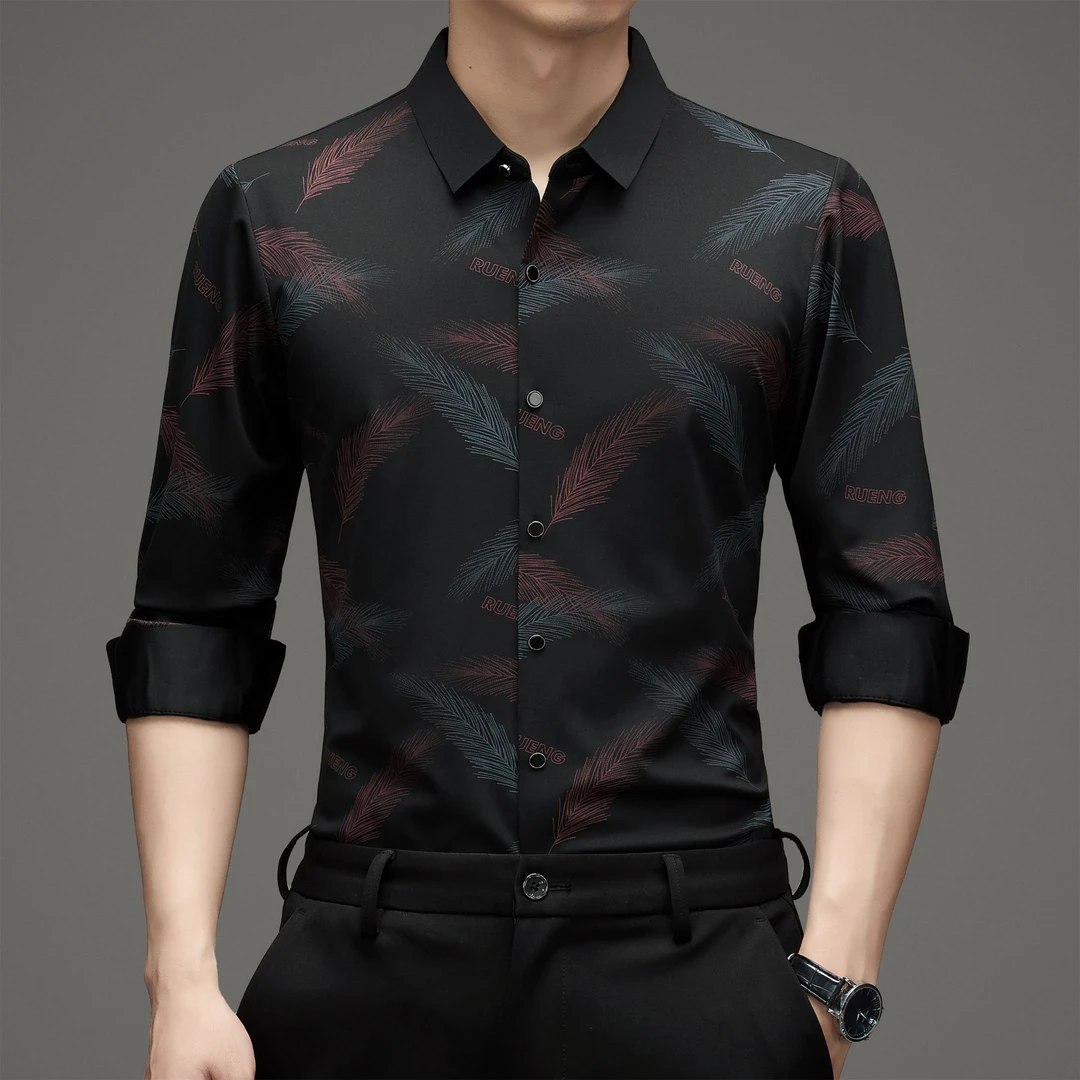 秋季户外休闲新款长袖衬衫薄款时尚百搭商务免烫轻奢上衣TJ-9802