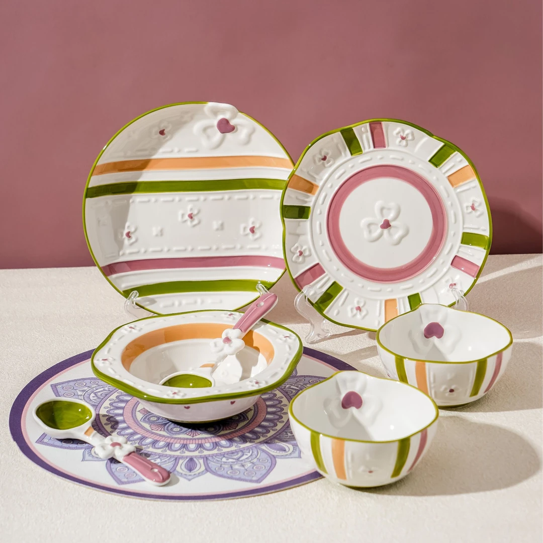 【萌绘坊】扶摇双人套餐  家用高温釉下彩手绘陶瓷高颜值饭碗沙拉碗