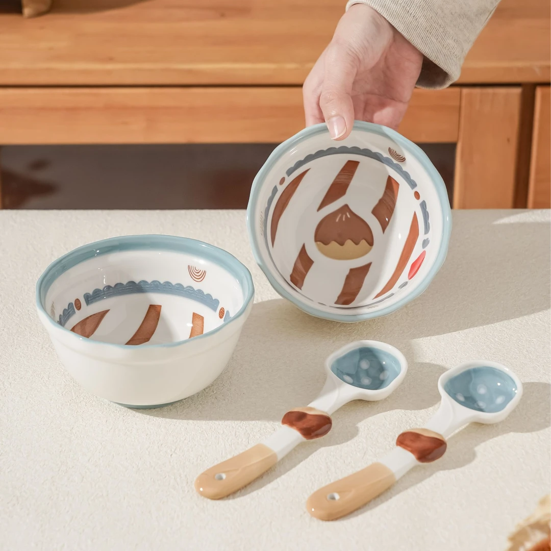 【举个栗子】5寸米饭碗可爱高颜值家用陶瓷高温釉下彩陶瓷米饭碗