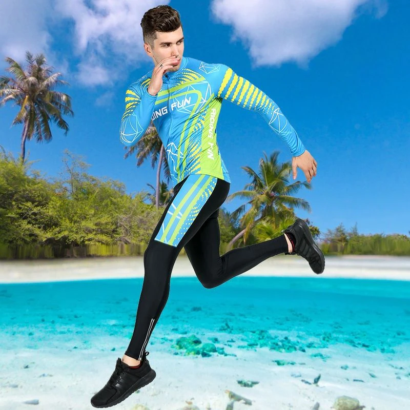 夏季长袖骑行服套装男款山地自行车透气排汗骑行服服装备车队定制