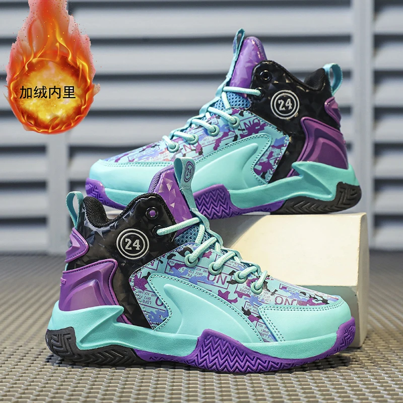 特价童鞋男童6-12岁秋冬款加绒加厚大棉鞋中大童学生保暧篮球鞋潮