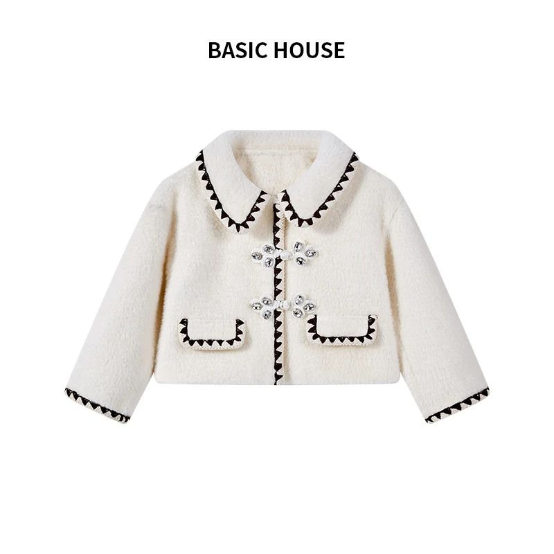 女童新款秋冬童装小香风甜美翻领洋气长袖外套