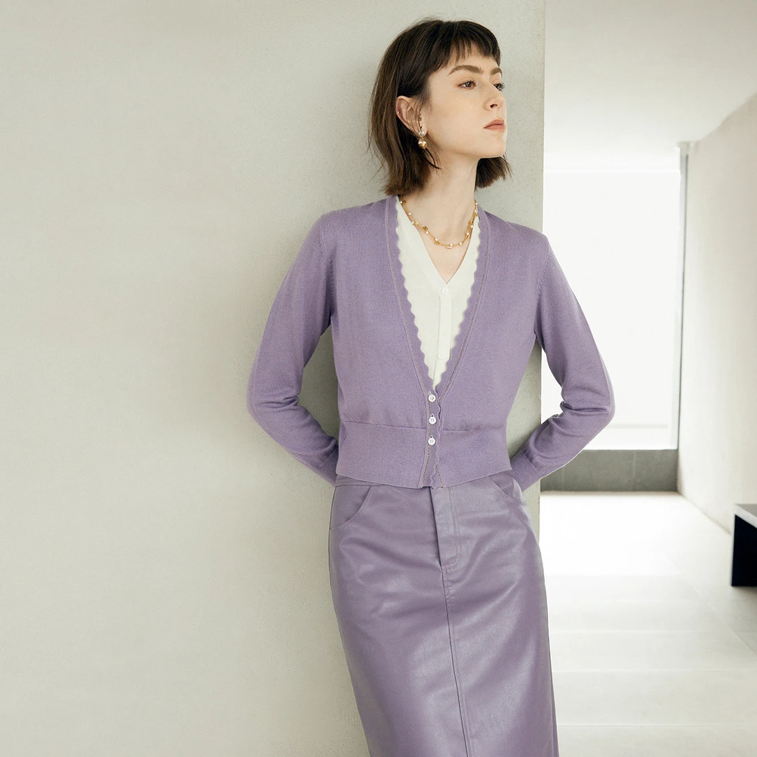 【籽言专属】【法式假两件针织衫】24秋季时尚气质显瘦长袖V领上衣