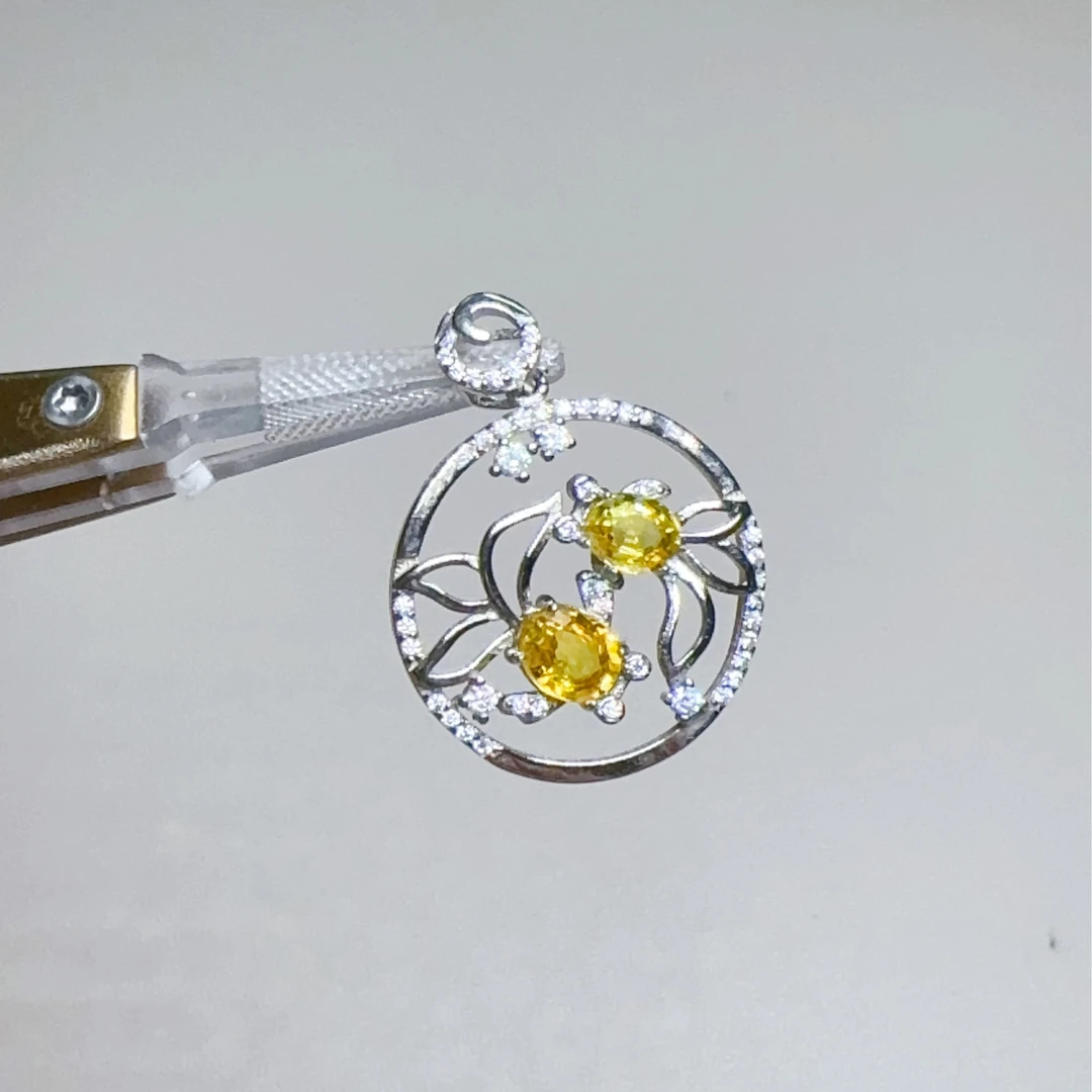 天然蓝宝石S925银吊坠58-18