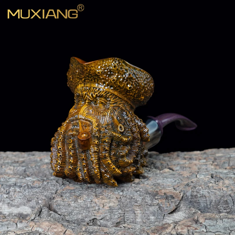 MUXIANG/木香进口石楠木烟斗男士手工海盗船长雕刻烟斗传统烟斗具