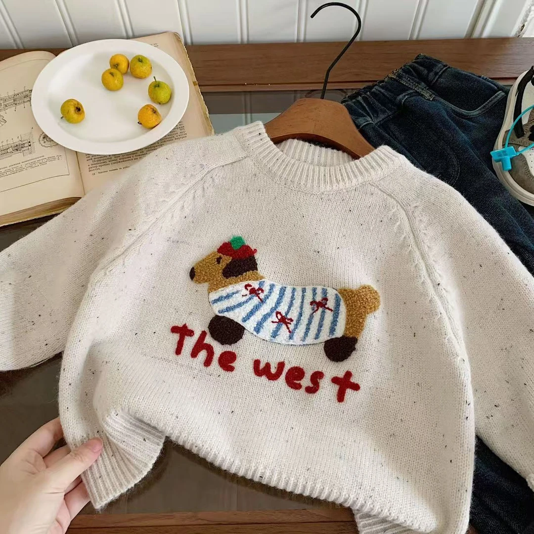 韩国儿童加厚毛衣2025秋冬新款点子夹色5岁男童女童洋气针织衫