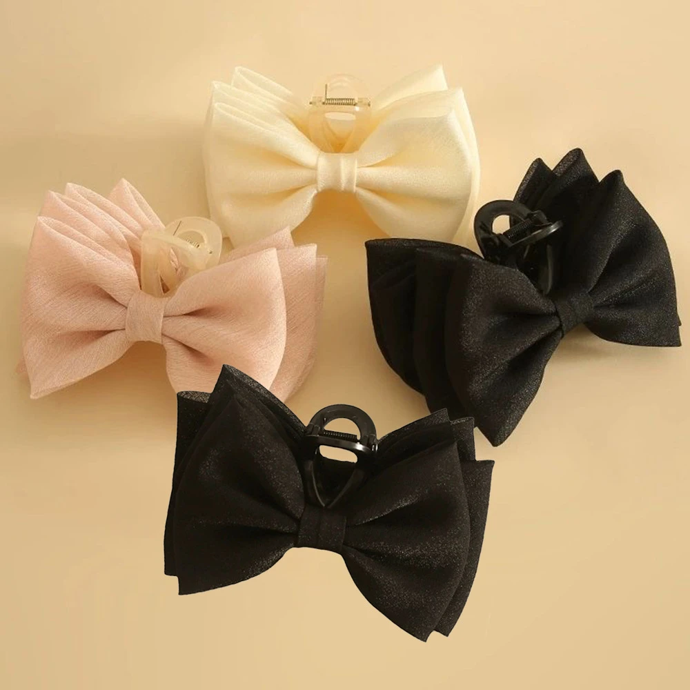 夏季双层蝴蝶结抓夹发饰ins风少女在逃公主鲨鱼夹盘发发卡女头饰