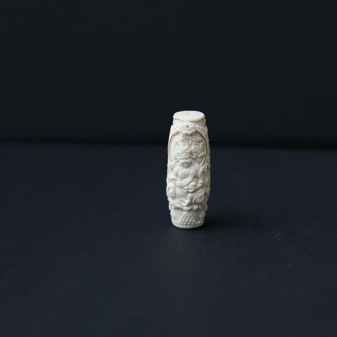 【又之】猛犸牙 24K黄财神满工细雕桶珠5A精品吊坠约36mm*13mm*15mm