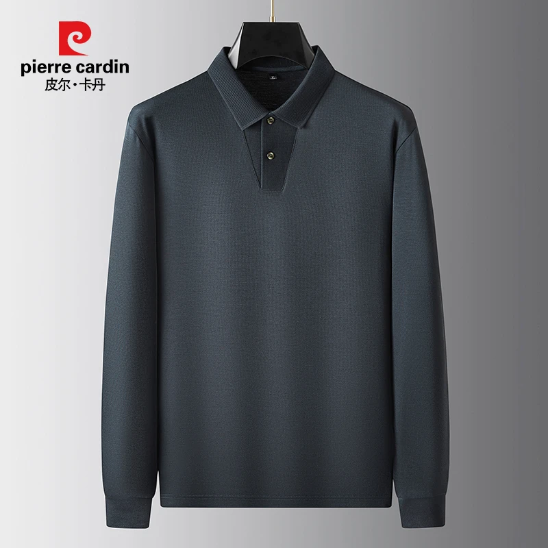 皮尔卡丹【翻领长袖设计款】秋季肥佬宽松品质高档方领长袖男82660