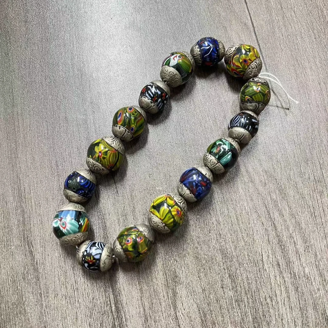 铜琉璃吊坠 手工尼泊尔镶嵌千花琉璃