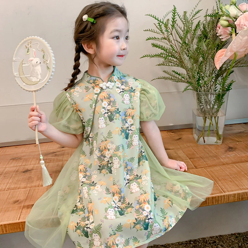 清仓女童汉服2025夏季新款古风碎花中国风小女孩夏季公主连衣裙子