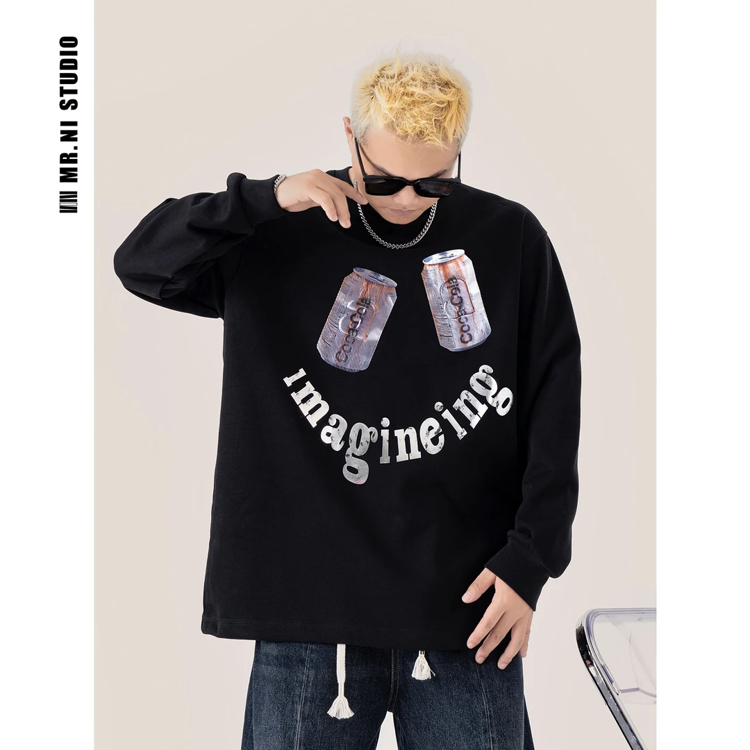 MR.NI/倪先生"梦幻汽水"美式潮流休闲高街宽松印花圆领长袖卫衣