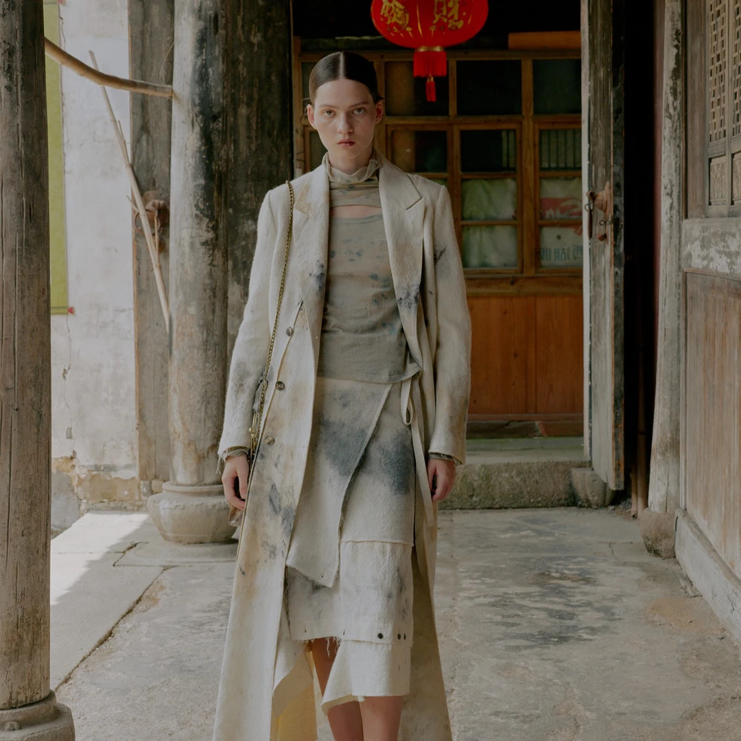 弥挲FT362711肌理感羊毛棉不规则绑带半裙休闲气质中式国风复古