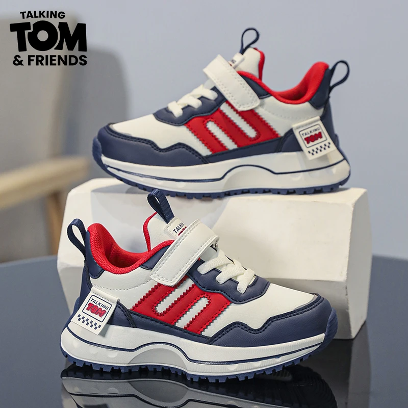 汤姆猫童鞋男童运动鞋新款皮面2024儿童板鞋软底中大童学生老爹鞋