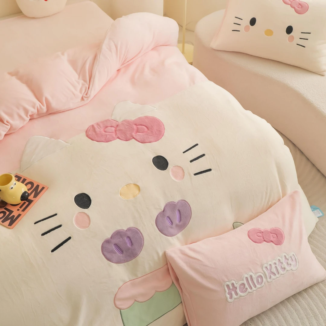 猫咪日记可爱猫双拼牛奶绒四件套被套学生宿舍三件套床品