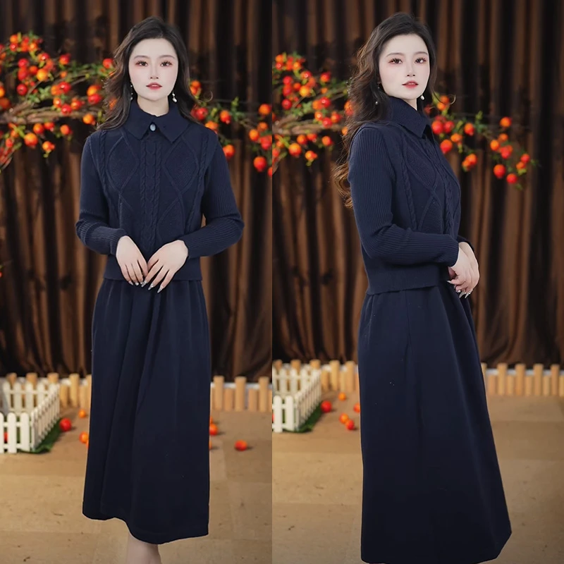 9035冬季立领网红时尚休闲韩版连衣裙显瘦气质新款修身中长款宽松