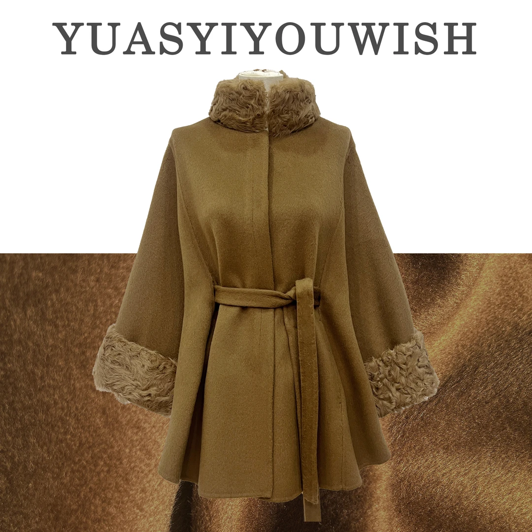 [X Y]|“安温Anwen”设计师版型气质斗篷款小湖羊大衣