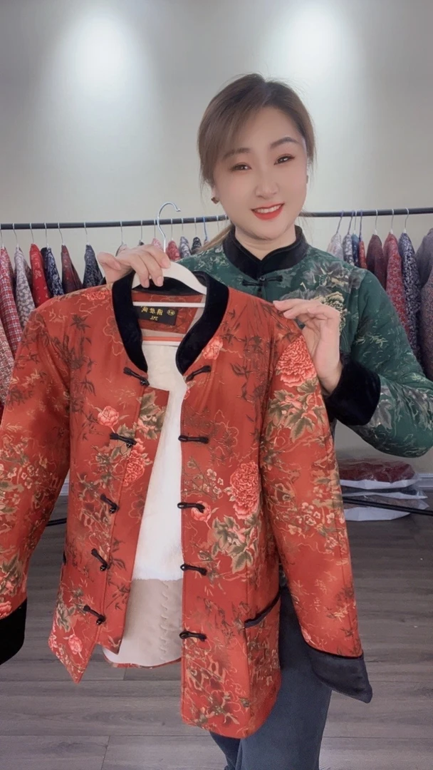 Y系扣 新中式国风 高档贴片小棉袄  女装新款中老年妈妈冬装外套