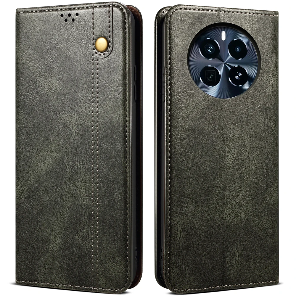 Realme真我GT5Pro油蜡纹翻盖皮套复古商务商端商档磁吸手机套