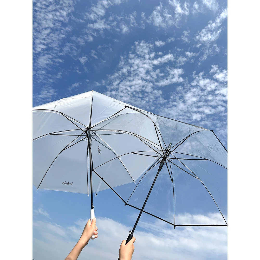 福利款 加厚透明长柄直把伞 磨砂成人雨伞 轻便防风 85156