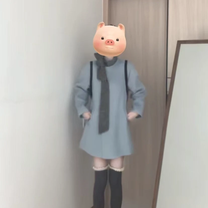 【YIjia】法式气质蝴蝶结系带小个子连衣裙女秋冬富家千金风设计感