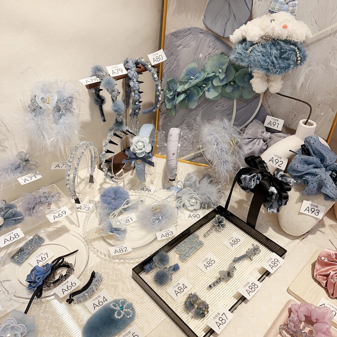 A01-A100 蓝色款式根据编号拍 原创设计师发饰