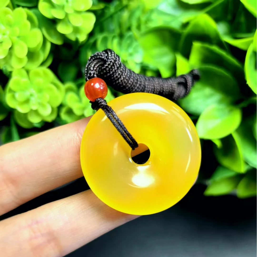 江德洋珠宝S6415九品正黄玛瑙黄平安扣吊坠-配绳-送礼佳品