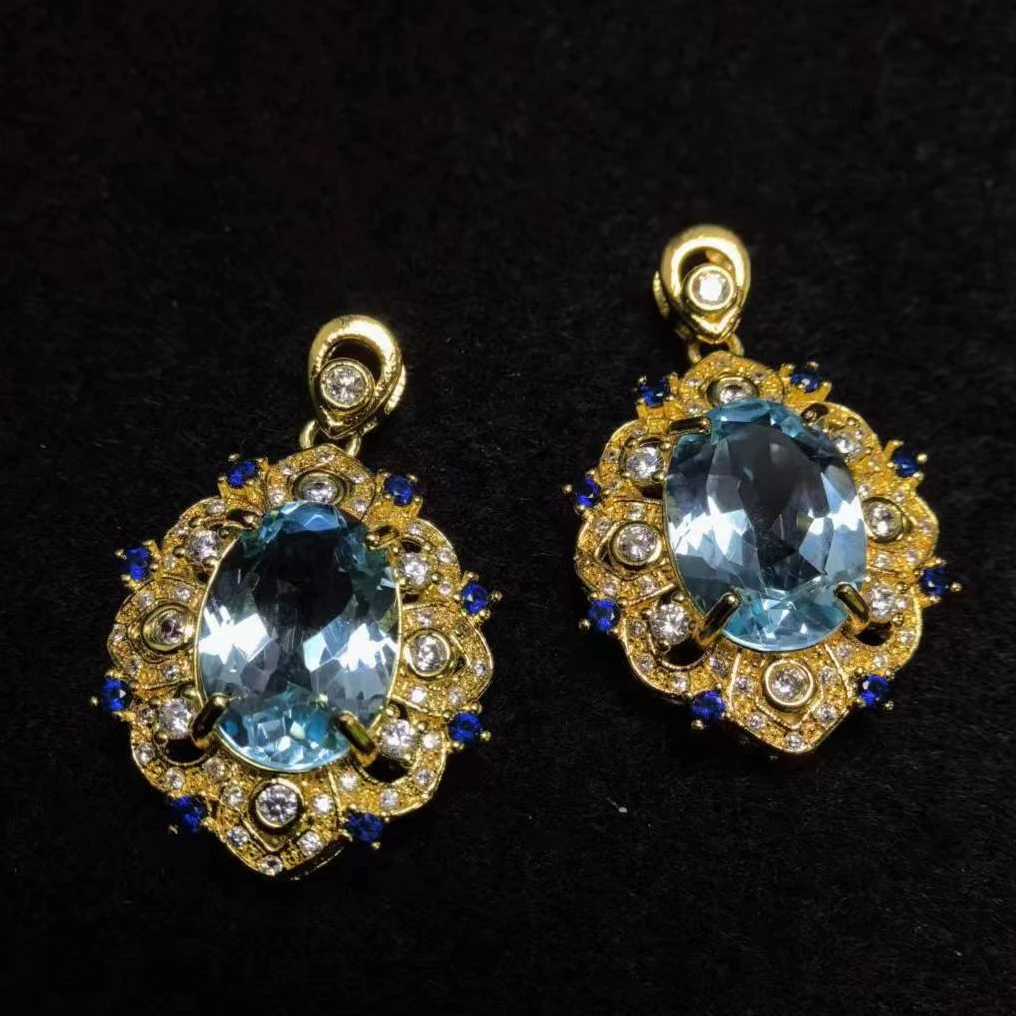 江德洋珠宝CT3180璀璨星光蓝托帕石吊坠-配麻花链-多样性只发一件