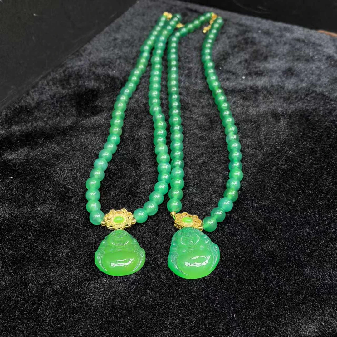 江德洋珠宝ST7342极光幽灵绿秦紫玛瑙绿佛公吊坠-多样性只发一件