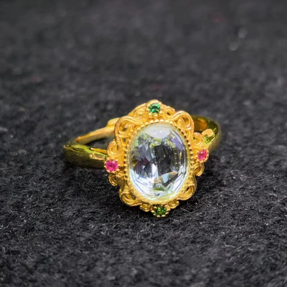 江德洋珠宝CT3181璀璨星光蓝托帕石戒指-送礼佳品