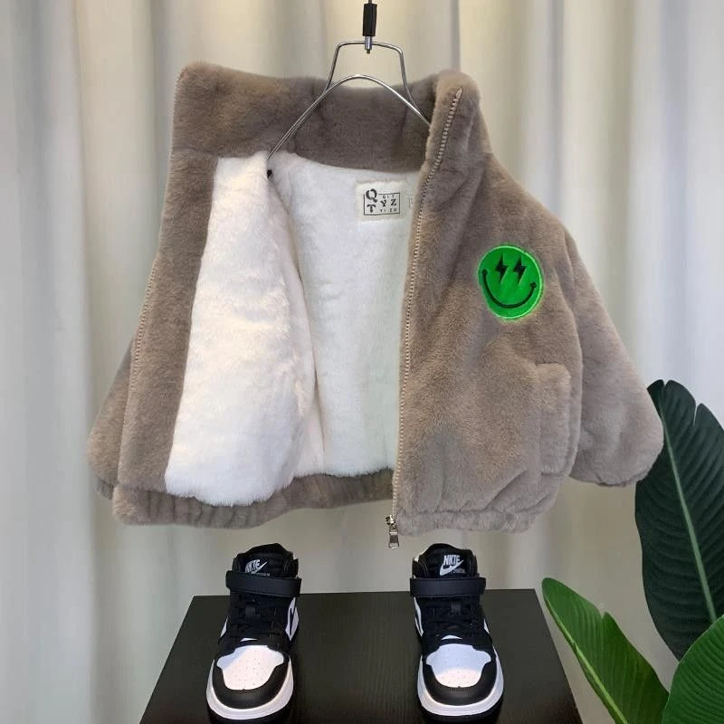 【小扬哥推荐】2023新款男童加绒羊羔绒毛毛外套时尚潮流冬季儿童