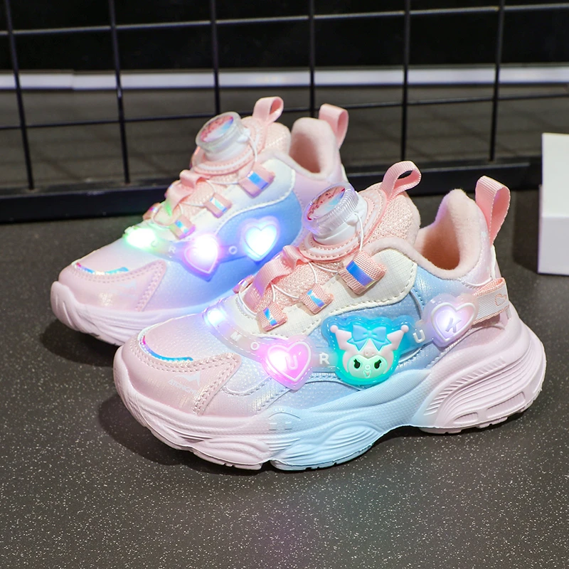 女童鞋子加绒棉鞋新款冬季女孩时尚公主鞋儿童防滑运动软底老爹鞋