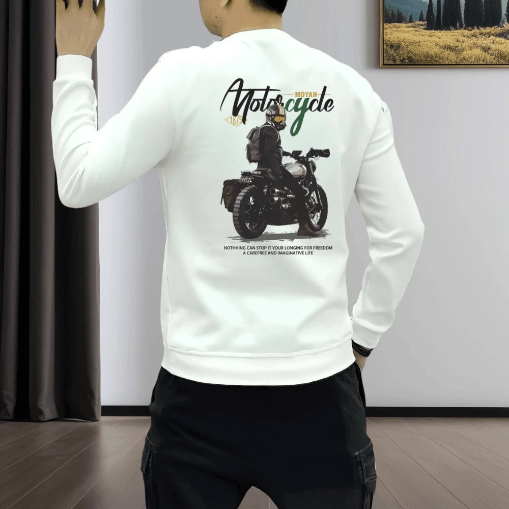 秋冬卫衣男款爆款2024新款潮牌男装时尚机车印花百搭圆领长袖上衣