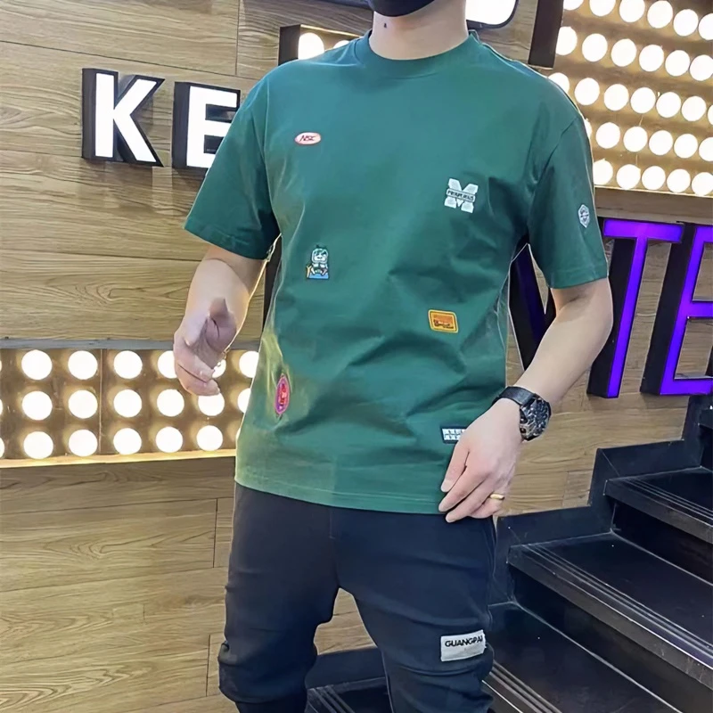 夏季趣味创意潮牌印花棉质短袖男韩版修身个性百搭帅气痞帅t恤衫