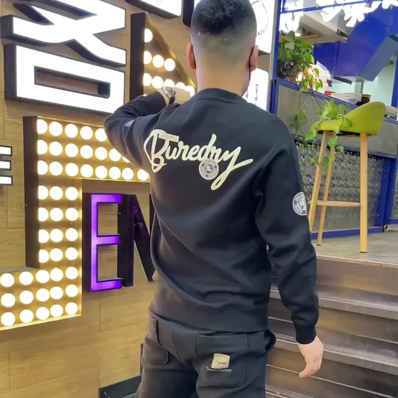 卫衣男2025秋冬新款时尚潮流圆领男上衣休闲印花男士无帽长袖外套