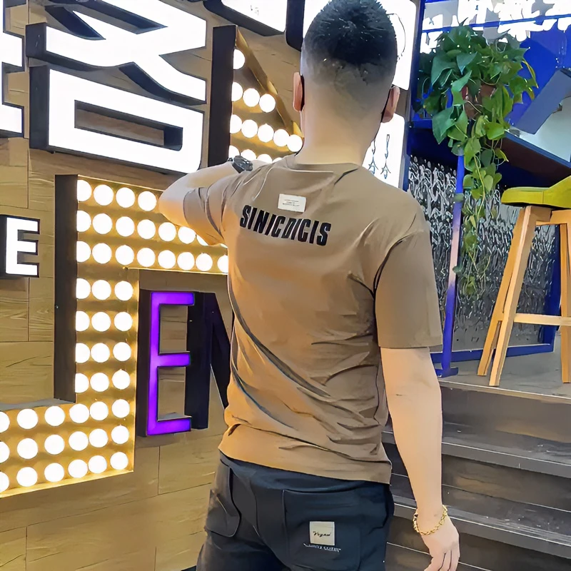 【高品质男装】纯棉夏季韩版ins潮流修身短袖t恤男士圆领小众半袖