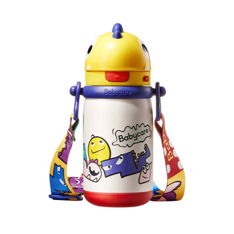 babycare霸王龙儿童保温杯洛克黄450ml恐龙吸管杯宝宝直饮杯