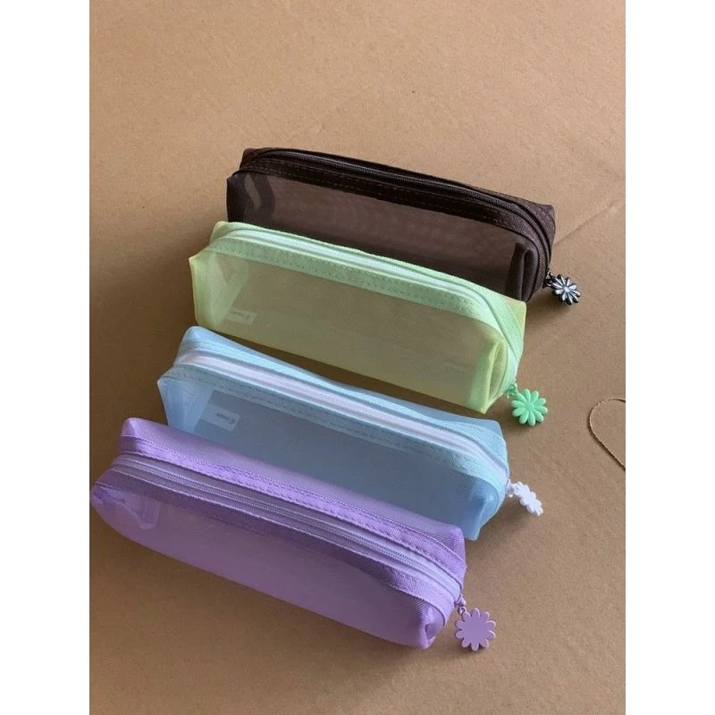 出口日本透明网纱限定款笔袋小巧便携革制防水高颜值收纳