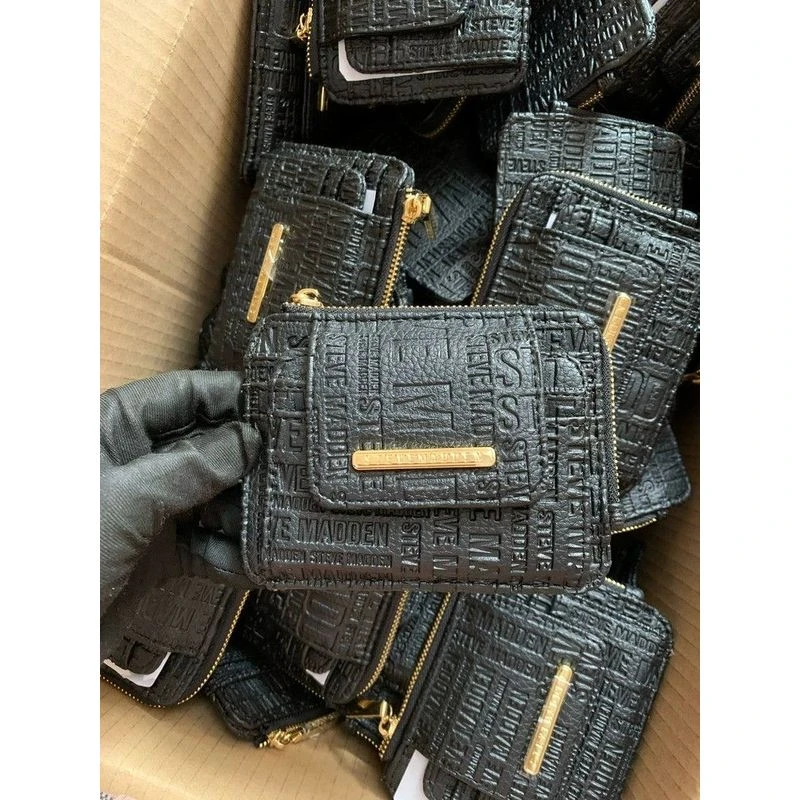 出口美国正品钢印风琴卡包防磁多功能多卡位短款拉链零钱包