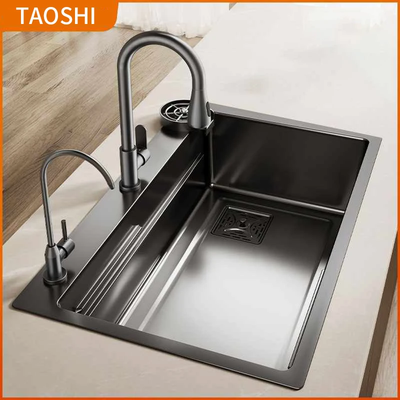 厨房洗菜盆日式大单槽304不锈钢水槽台下洗碗槽家用加厚洗菜池台