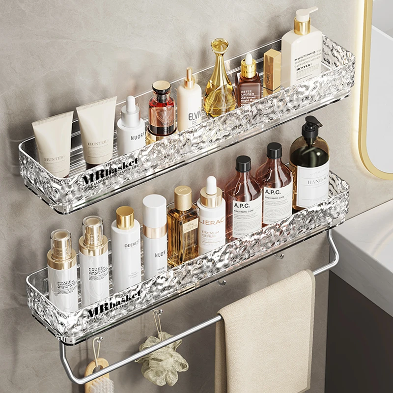 陶市浴室收纳架亚克力免打孔淋浴置物架透明壁挂式卫生间洗漱台架