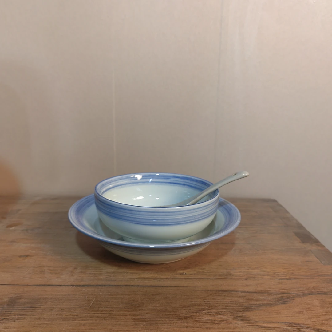 【青墨三件套】景德镇高温釉下彩手工手绘