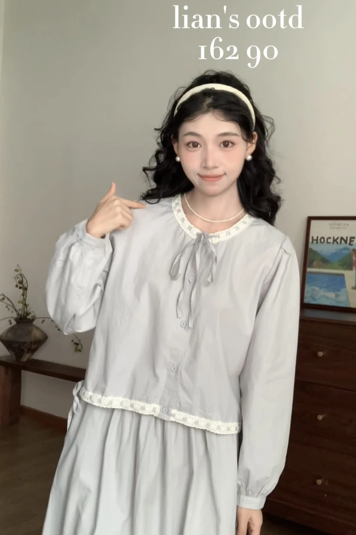 1899 “百利甜乌龙”法式抽绳套装（上衣+半裙）