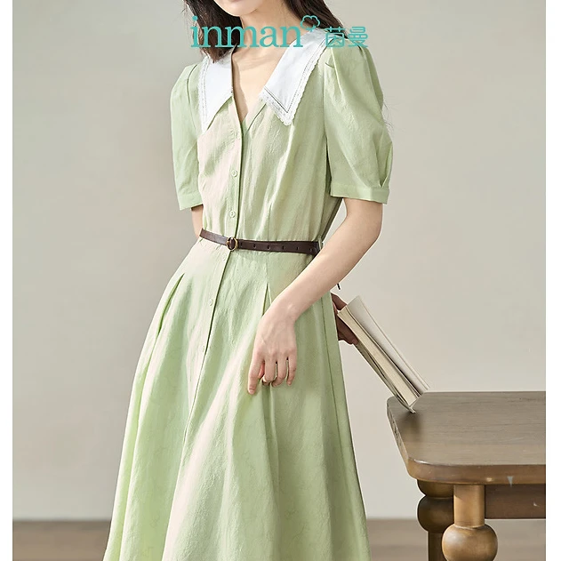 【薄荷曼波】茵曼夏季女连衣裙女装气质衬衫显瘦新款短袖休闲轻奢