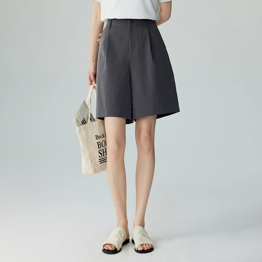 茵曼2024夏季新款女短裤休闲外穿条纹高腰薄款时尚喇叭裤成人爆款