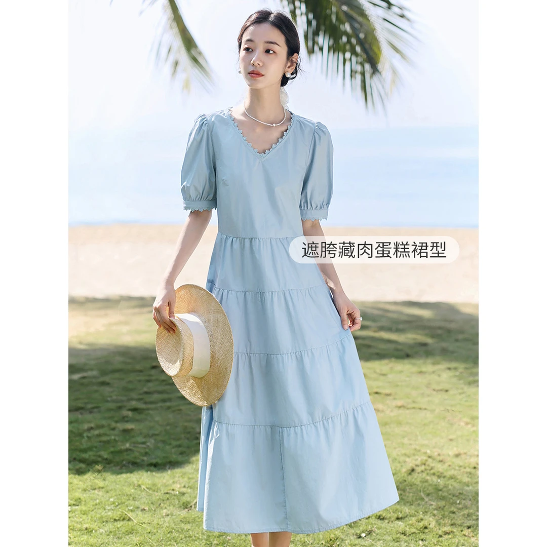 【时尚仙女裙】茵曼夏季女连衣裙裙子长裙女装气质显瘦新款度假短袖