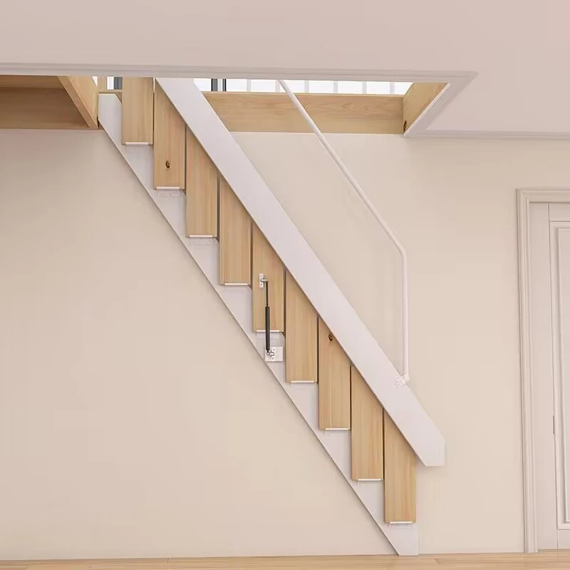 靠墙折叠实木楼梯室内组合阁楼loft公寓二层复式车库可定制设计