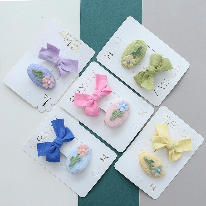 韩版儿童可爱全包布女童发夹宝宝花朵夹子头饰蝴蝶结甜美发卡子